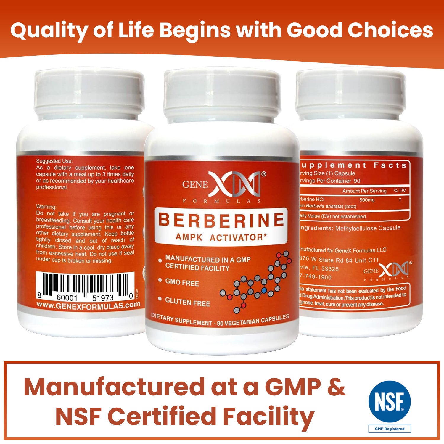 Genex Berberine Hcl 500mg 90 Capsules Genex Formulas Llc