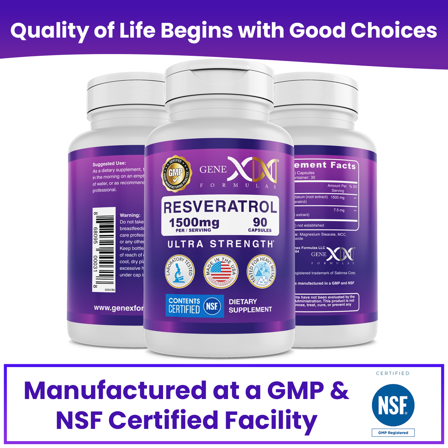 Resveratrol 1500mg Extra Strength (3-Pack )