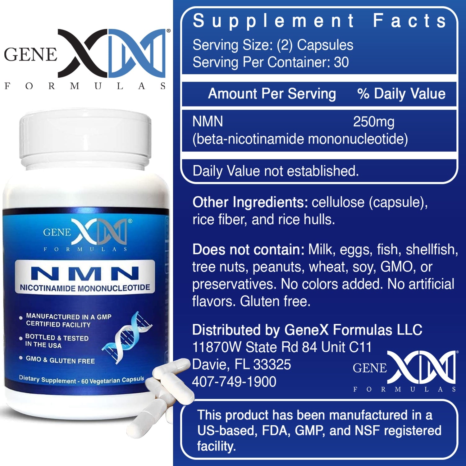 250mg N M N (60 Capsules) – Genex Formulas LLC