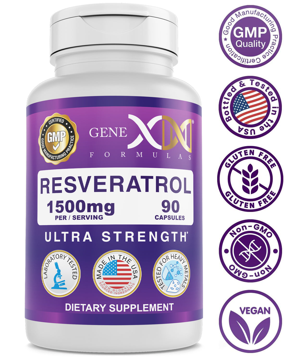 Trans-Resveratrol with BioPerine® 1500mg (90 Capsules)