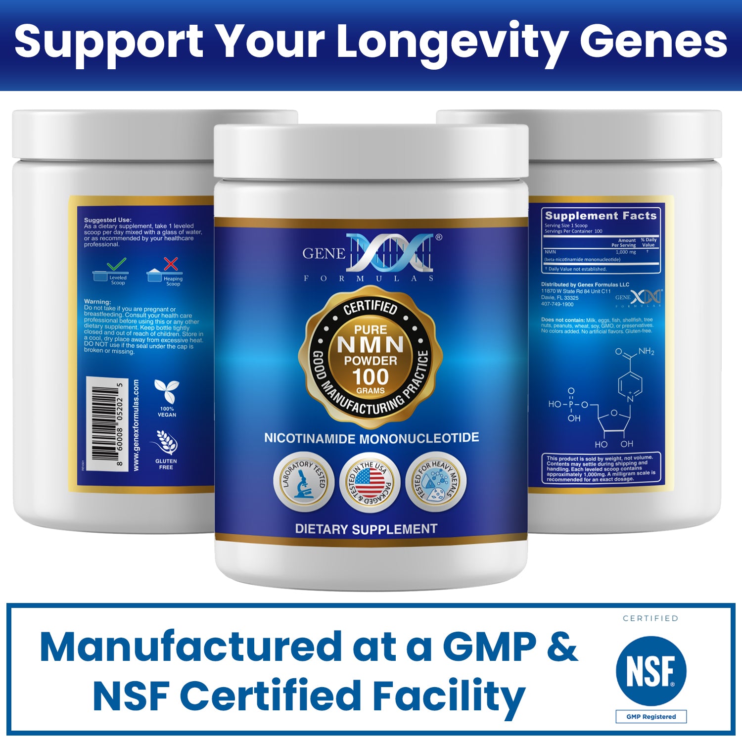 NMNs Nicotinamide Mononucleotide 100G Powder – Genex Formulas LLC